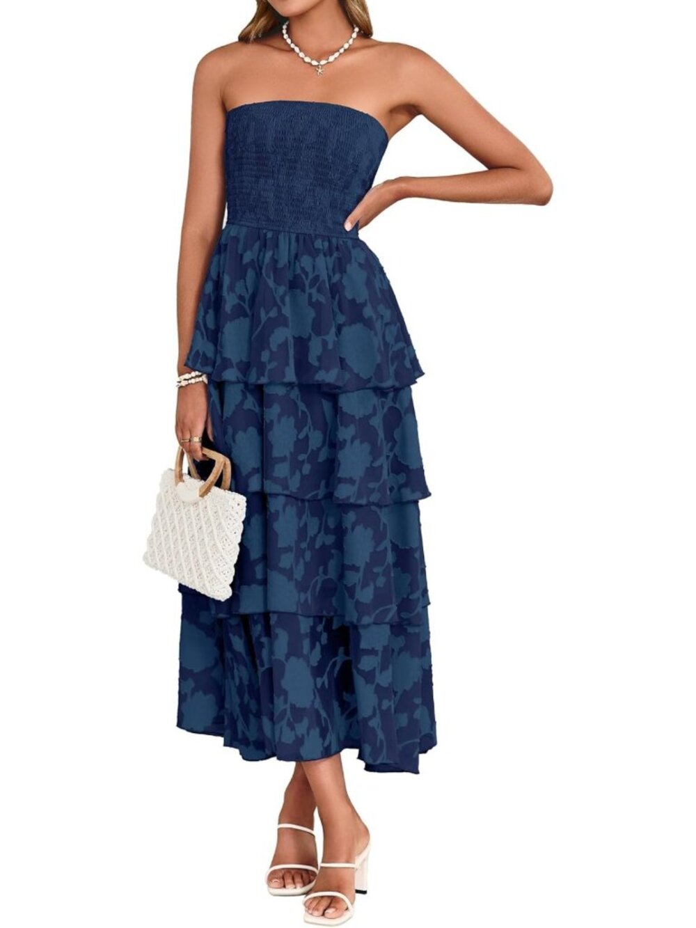 Boho Floral Maxi Dress for Women - Strapless Wedding Guest & Beach Style